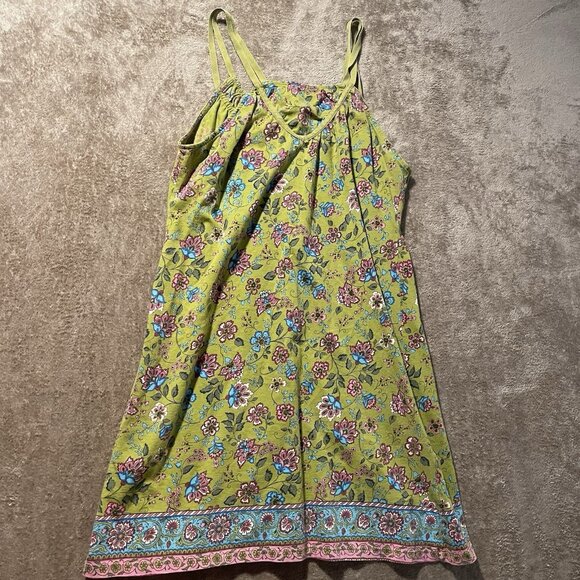 Zara Dress Womens Sz Large Mini Green Sleeveless Summer Floral Romantic - Picture 3 of 6